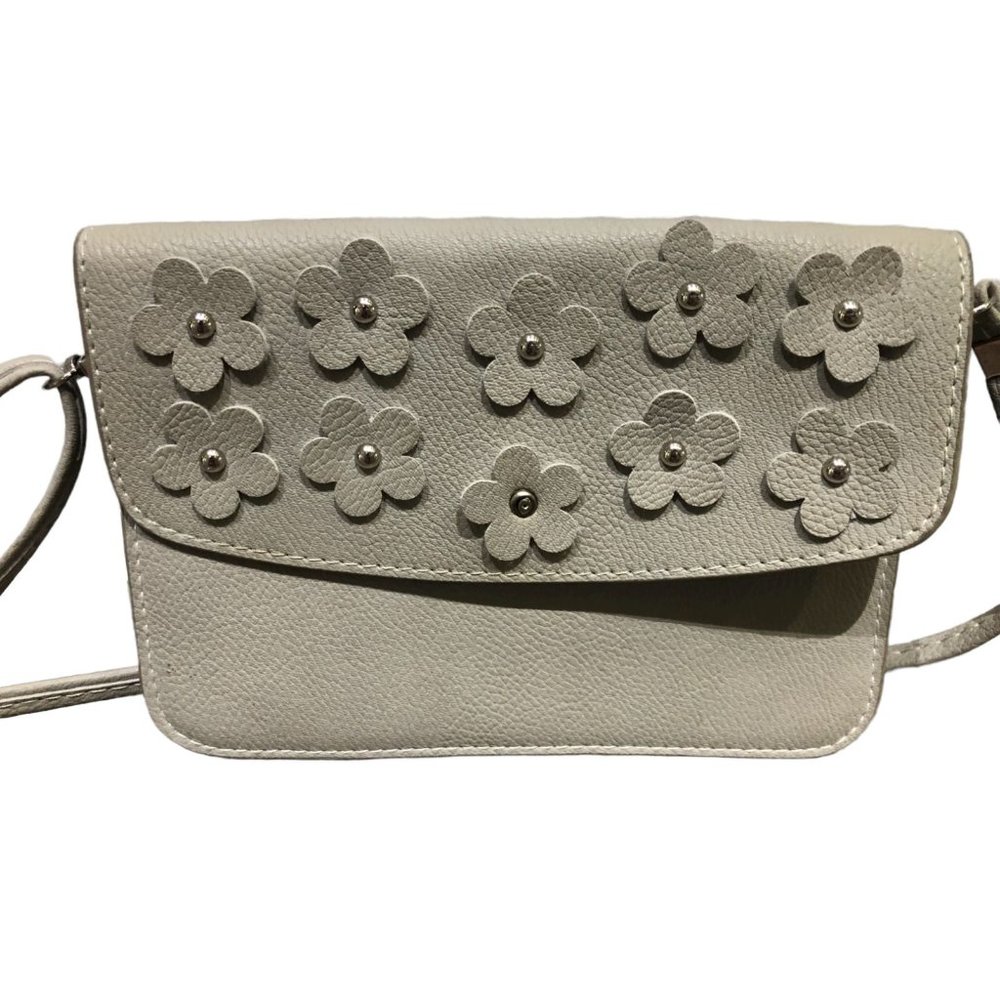 Daisy light Gray faux leather Crossbody Purse Shoulder Bag